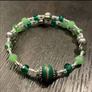 Wire beaded wrap around bracelet